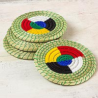 Cotton and natural fibers coasters Ch um Cycles set of 4 Guatemala