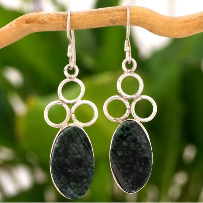 Jade dangle earrings, Dark Moon Trio