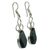 Jade dangle earrings, 'Dark Moon Trio' - Sterling Silver and Dark Green Faceted Jade Dangle Earrings (image 2b) thumbail