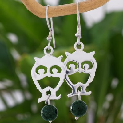 Jade dangle earrings, Bird of the Night