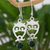 Jade dangle earrings, 'Bird of the Night' - Handcrafted Bird Theme Earrings with Dark Green Jade thumbail