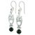 Jade dangle earrings, 'Bird of the Night' - Handcrafted Bird Theme Earrings with Dark Green Jade (image 2b) thumbail