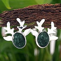 Jade button earrings,