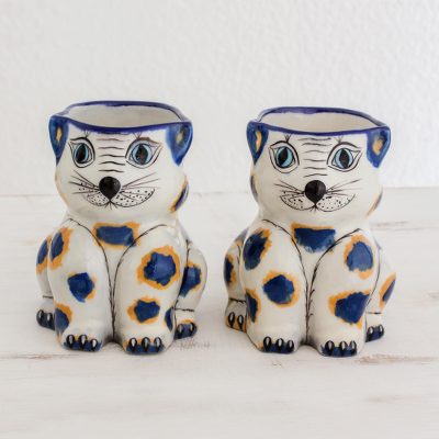 Terracotta mugs, Gatos Amigueros (pair)