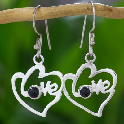 Jade dangle earrings, Hearts Full of Love
