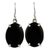 Jade dangle earrings, 'Oval Abstract' - Black Maya Jade Handcrafted Sterling Silver Earrings (image 2a) thumbail