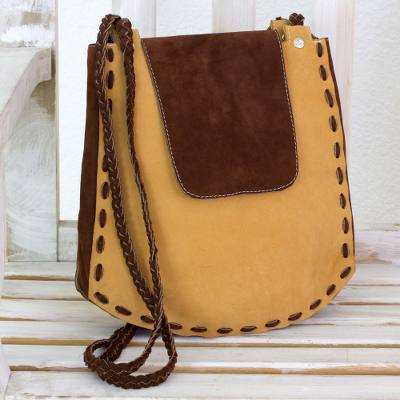 Leather shoulder bag, Coffee Grain