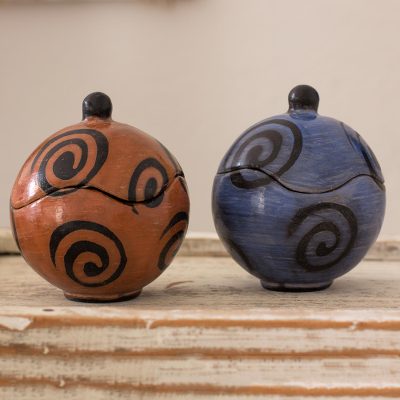 Ceramic boxes, Rotund (pair)
