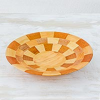 Wood serving bowl, 'Domino' - Hand Crafted Natural Wood Serving Bowl from Guatemala