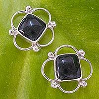 Jade button earrings,