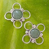 Jade button earrings,