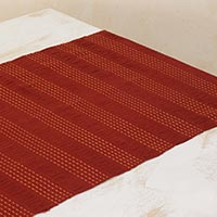 Cotton table runner Maroon Legacy Guatemala