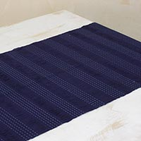 Cotton table runner Blue Legacy Guatemala