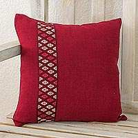 Cotton cushion cover Red Tecpan Diamonds Guatemala