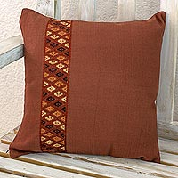 Cotton cushion cover Brown Tecpan Diamonds Guatemala