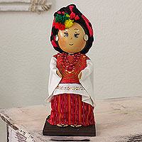 Pinewood and cotton display doll San Mateo Ixtatan Guatemala