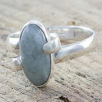 Jade and sterling silver cocktail ring,