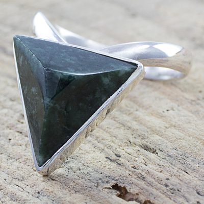 Hand Crafted Jade and Sterling Silver Cocktail Ring