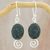 Jade dangle earrings, 'Dark Maya Galaxy' - Sterling Silver Spiral Theme Earrings with Dark Green Jade thumbail