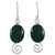 Jade dangle earrings, 'Dark Maya Galaxy' - Sterling Silver Spiral Theme Earrings with Dark Green Jade (image 2a) thumbail