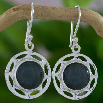 Jade dangle earrings, Kinich Ahau