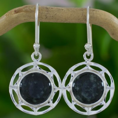 Jade dangle earrings, Dark Kinich Ahau