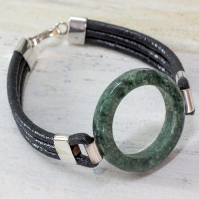 Jade and leather cord bracelet, Jade Mystery