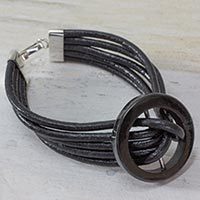 Jade and leather cord bracelet,