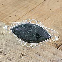 Jade and sterling silver bracelet,