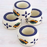 Ceramic napkin rings Tulipanes set of 4 Guatemala