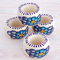 Ceramic napkin rings Bermuda set of 4 Guatemala