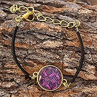 Brass and glass cord bracelet,