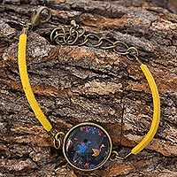 Brass and glass cord bracelet,