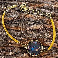 Brass and glass cord bracelet,