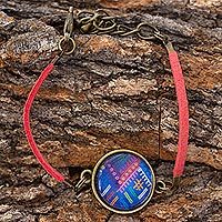 Brass and glass cord bracelet,