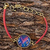 Brass and glass cord bracelet,