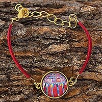 Brass and glass pendant bracelet,