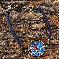 Brass and glass pendant bracelet,