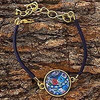 Brass and glass pendant bracelet,