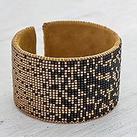 Beaded leather cuff bracelet,