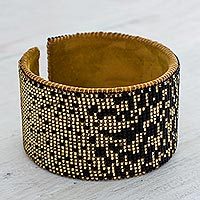 Beaded leather cuff bracelet,