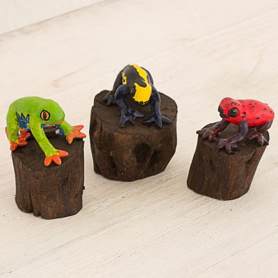 Ceramic sculptures, Frogs of Peten (set of 3)
