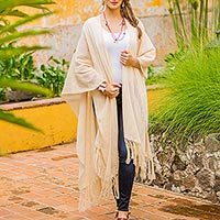 Natural cotton ruana cloak,