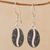 Jade dangle earrings, 'Dark Green Coffee Bean' - Dark Green Jade and Sterling Silver Contemporary Earrings thumbail