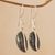 Jade dangle earrings, 'Dark Green Coffee Bean' - Dark Green Jade and Sterling Silver Contemporary Earrings (image 2b) thumbail