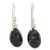 Jade dangle earrings, 'Dark Green Coffee Bean' - Dark Green Jade and Sterling Silver Contemporary Earrings (image 2e) thumbail