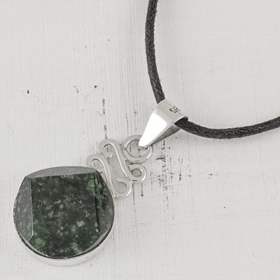 Jade pendant necklace, Circle of Truth in Dark Green