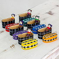 Boxed worry dolls, 'Country Treasures' (set of 6) - Six Cotton Worry Dolls and Pinewood Boxes from Guatemala