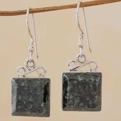 Jade dangle earrings, Smooth Sailing in Dark Green