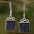Jade dangle earrings, 'Smooth Sailing in Dark Green' - Green Jade Sterling Silver Dangle Earrings Guatemala (image 2b) thumbail